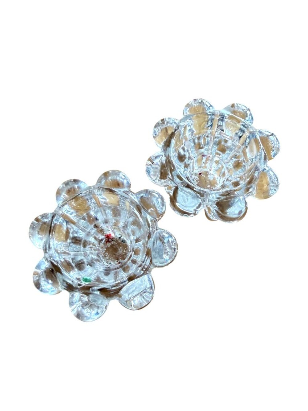 Clear Glass Flower Candle Holders Set for Tapers and Votives